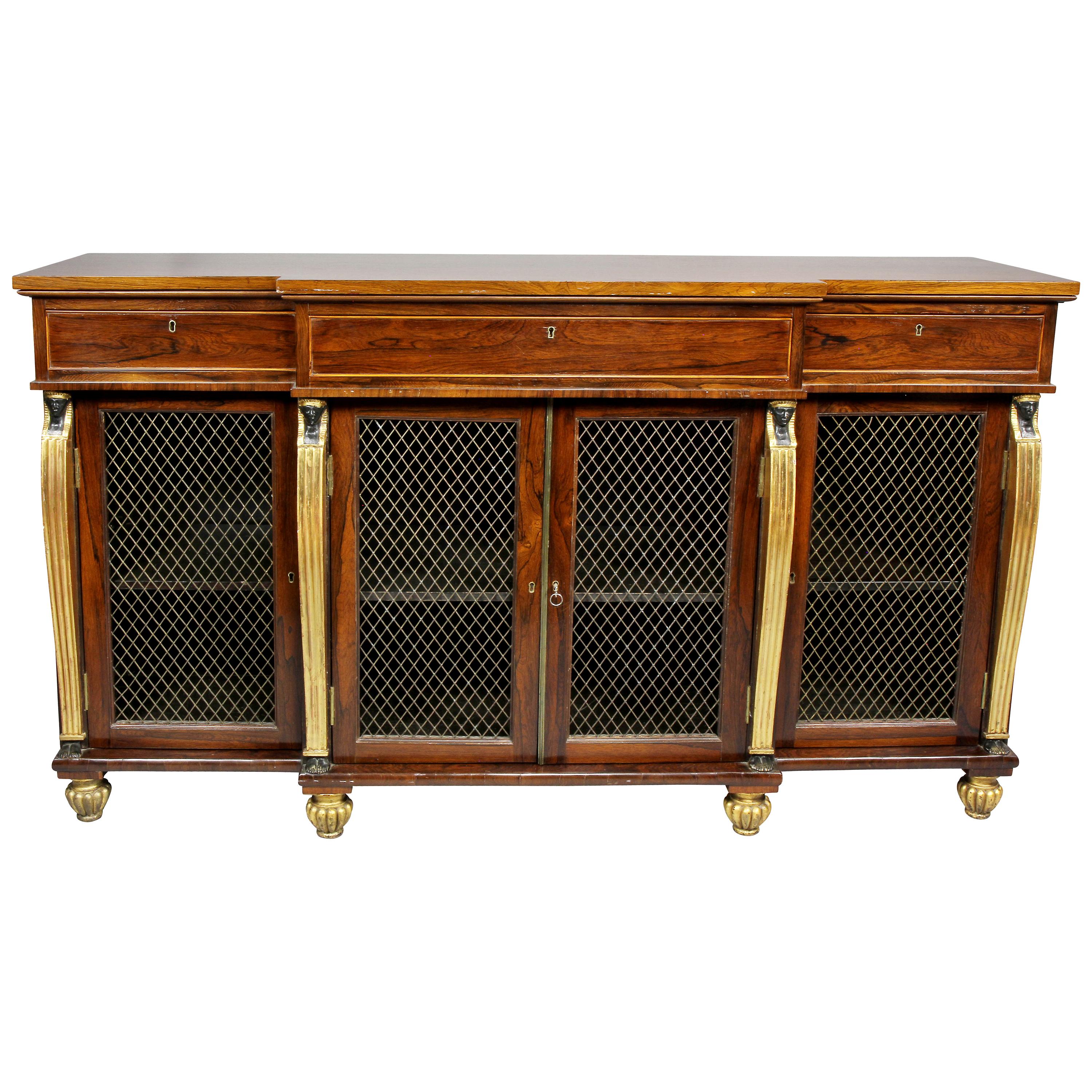 Late Regency Rosewood and Gilt/Ebonized Credenza