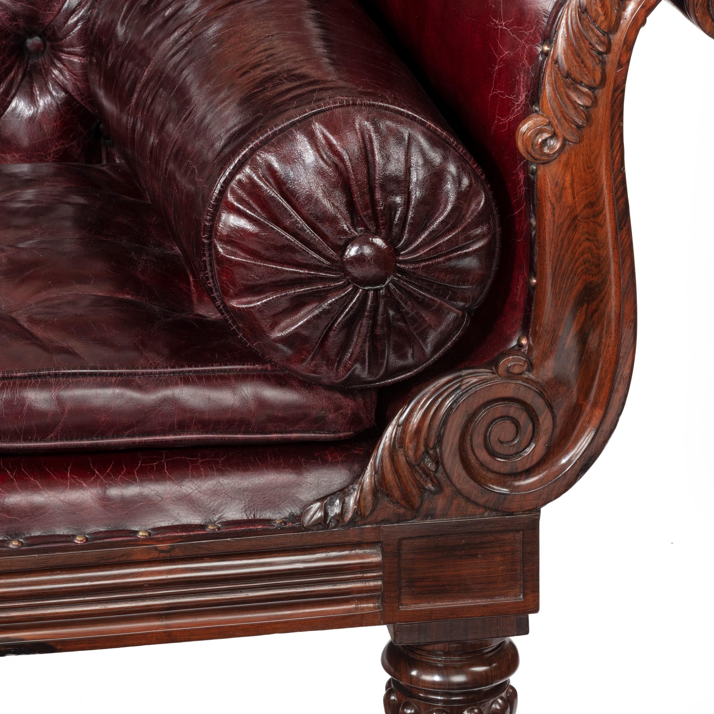 English Late Regency Rosewood Chaise Longue