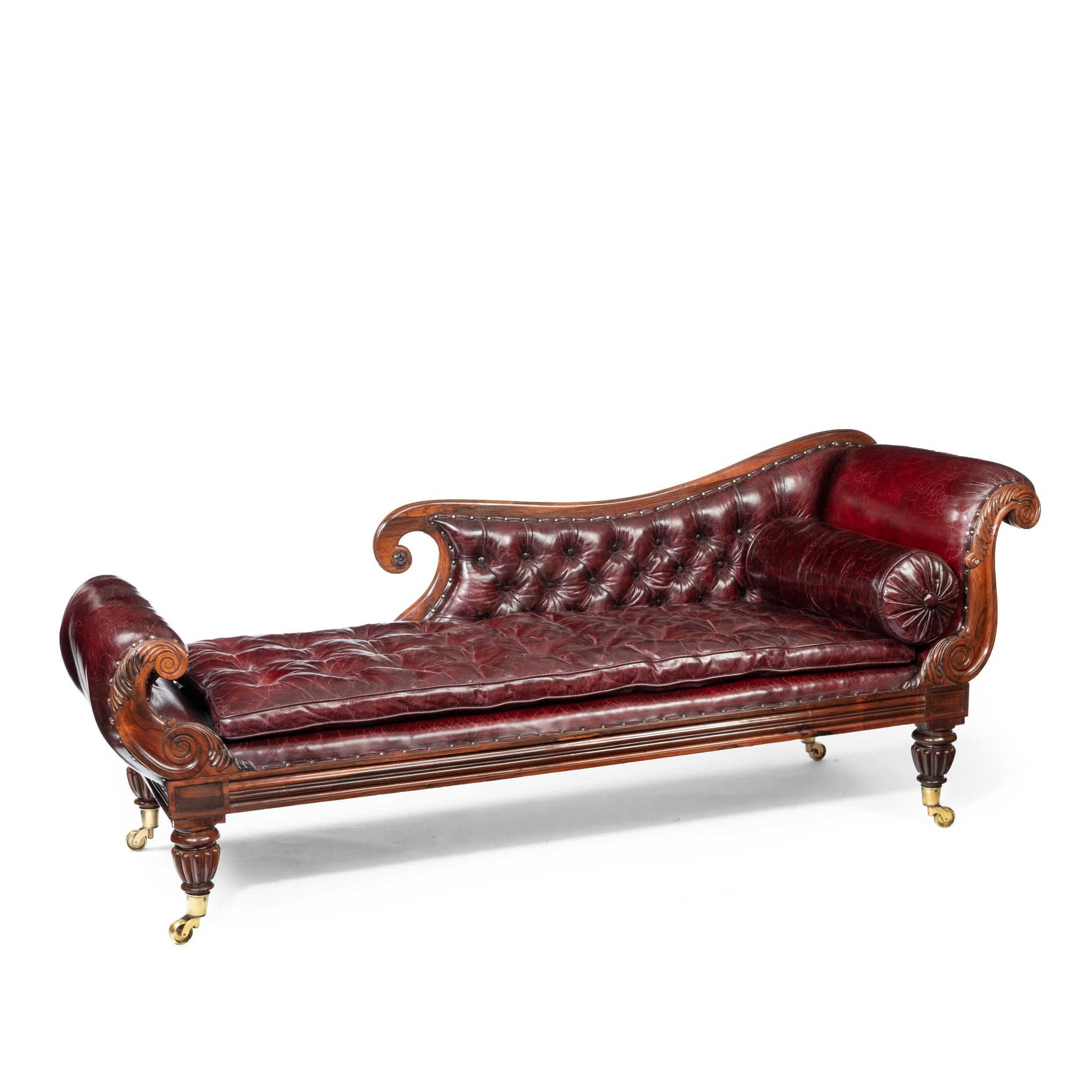 Early 19th Century Late Regency Rosewood Chaise Longue