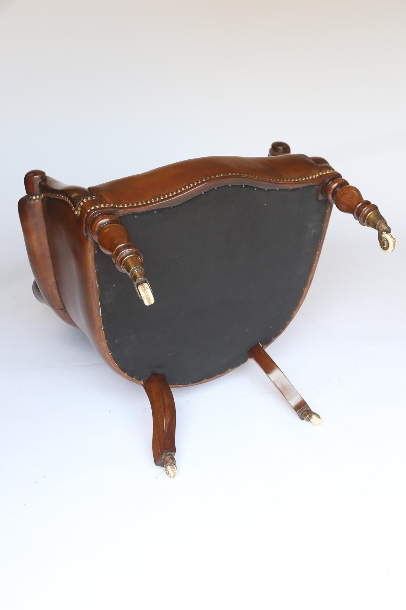 Late Regency Rosewood & Leather Library Chair Regencia en venta