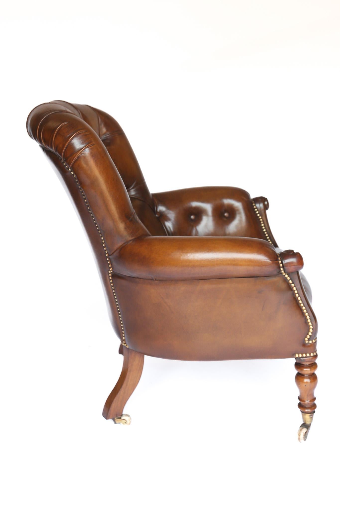 Late Regency Rosewood & Leather Library Chair en Bueno estado para la venta en Dereham, GB