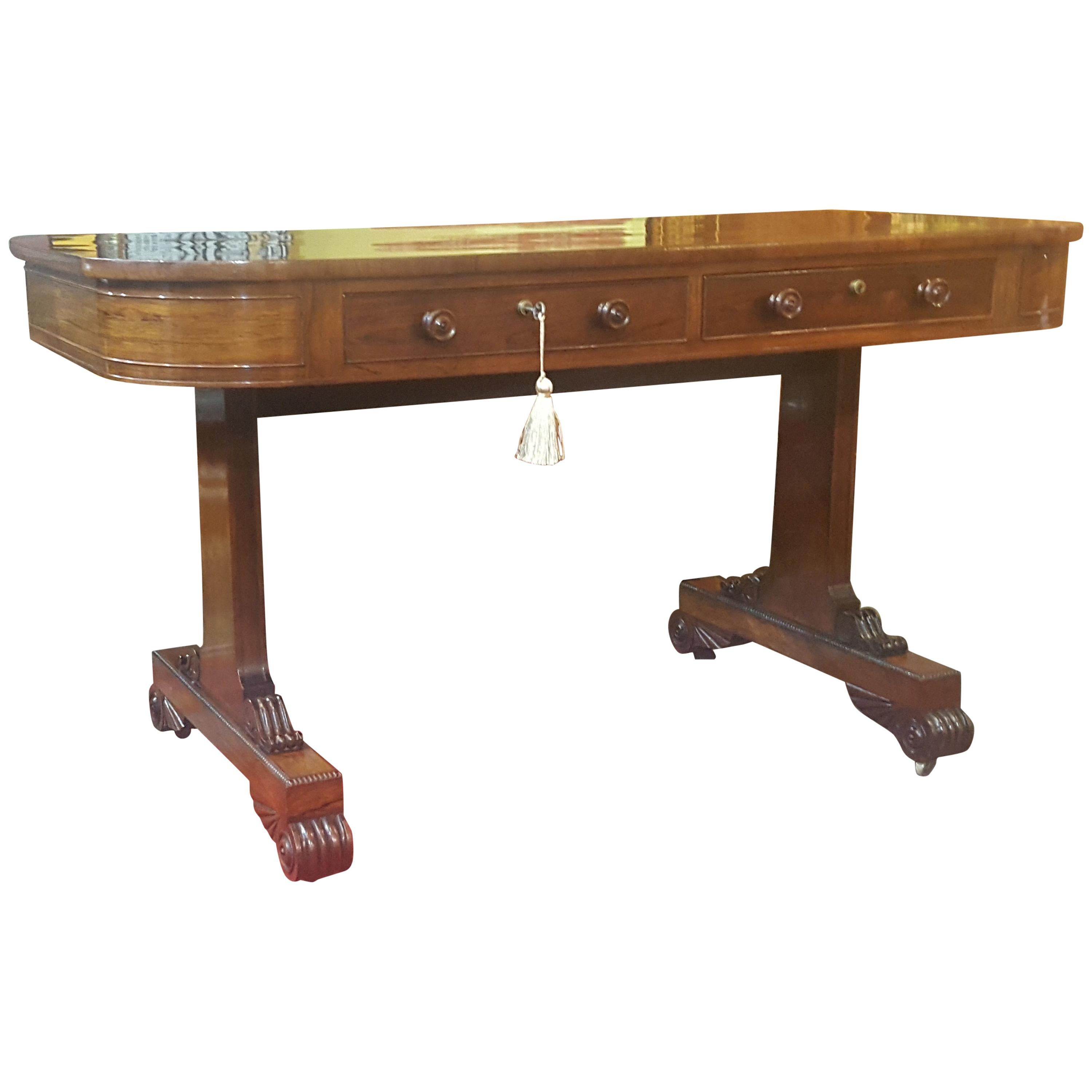 Late Regency Rosewood Library Table For Sale