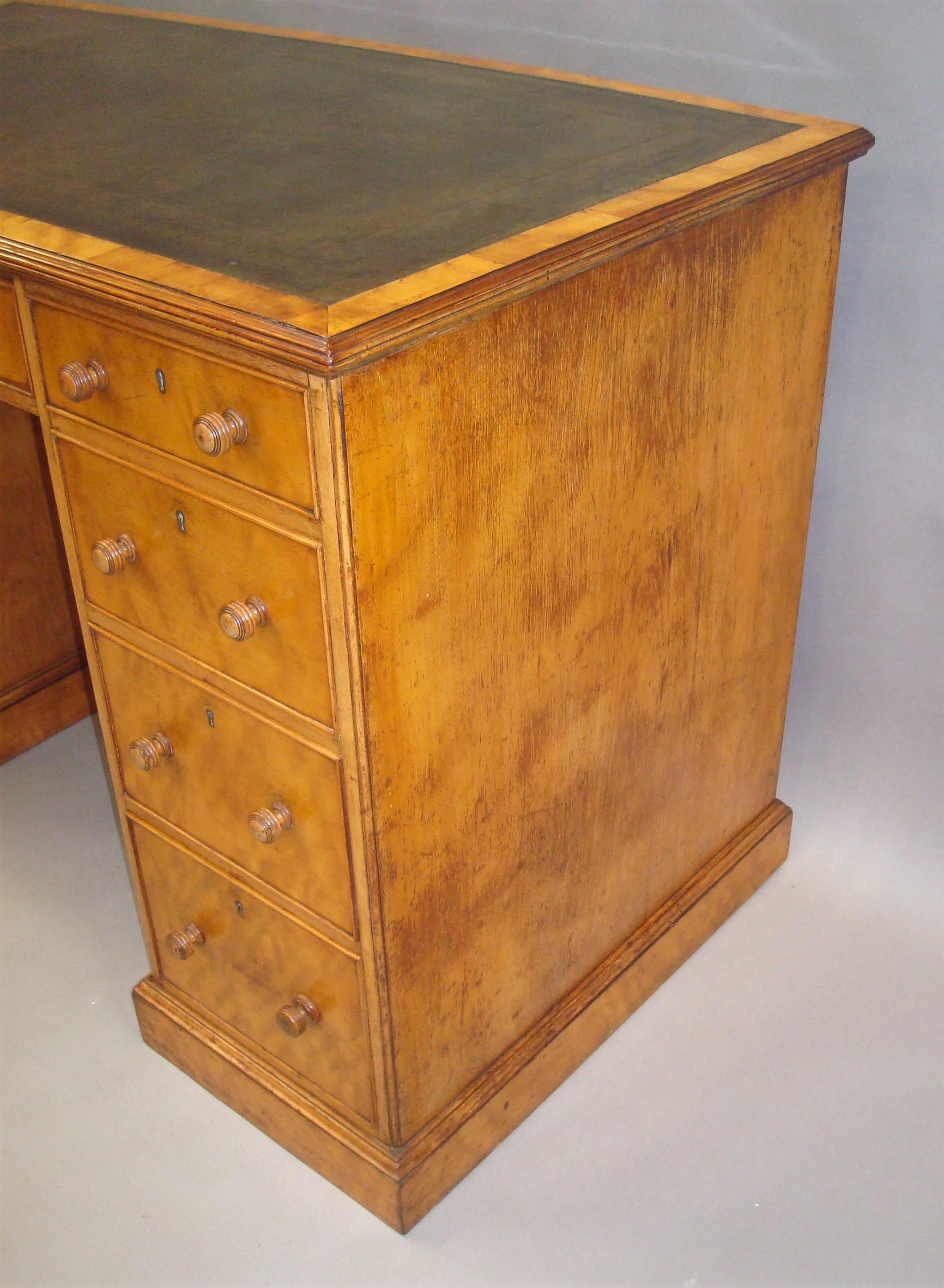 Late Regency Satin Birch Pedestal Desk 8