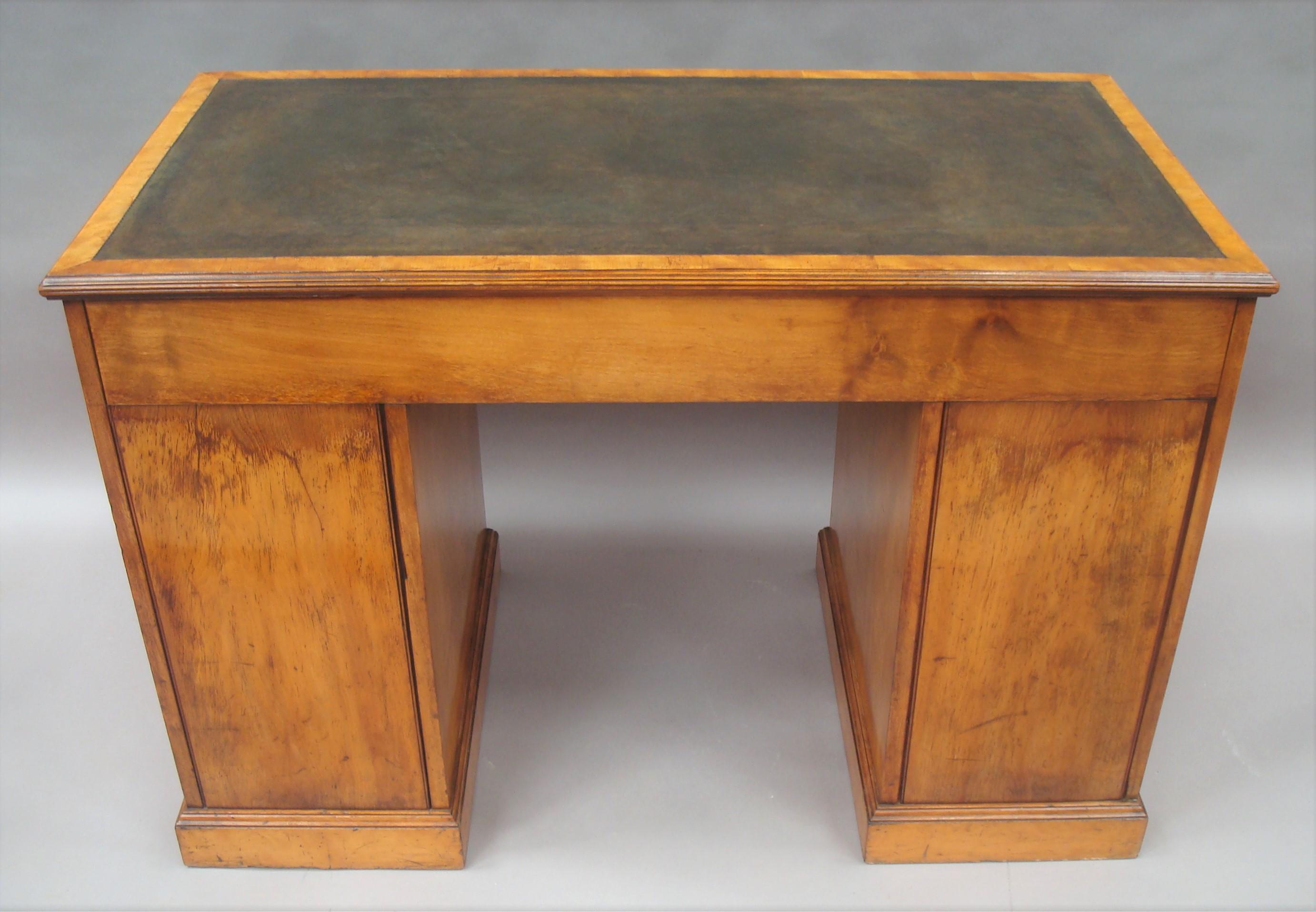 Late Regency Satin Birch Pedestal Desk 11