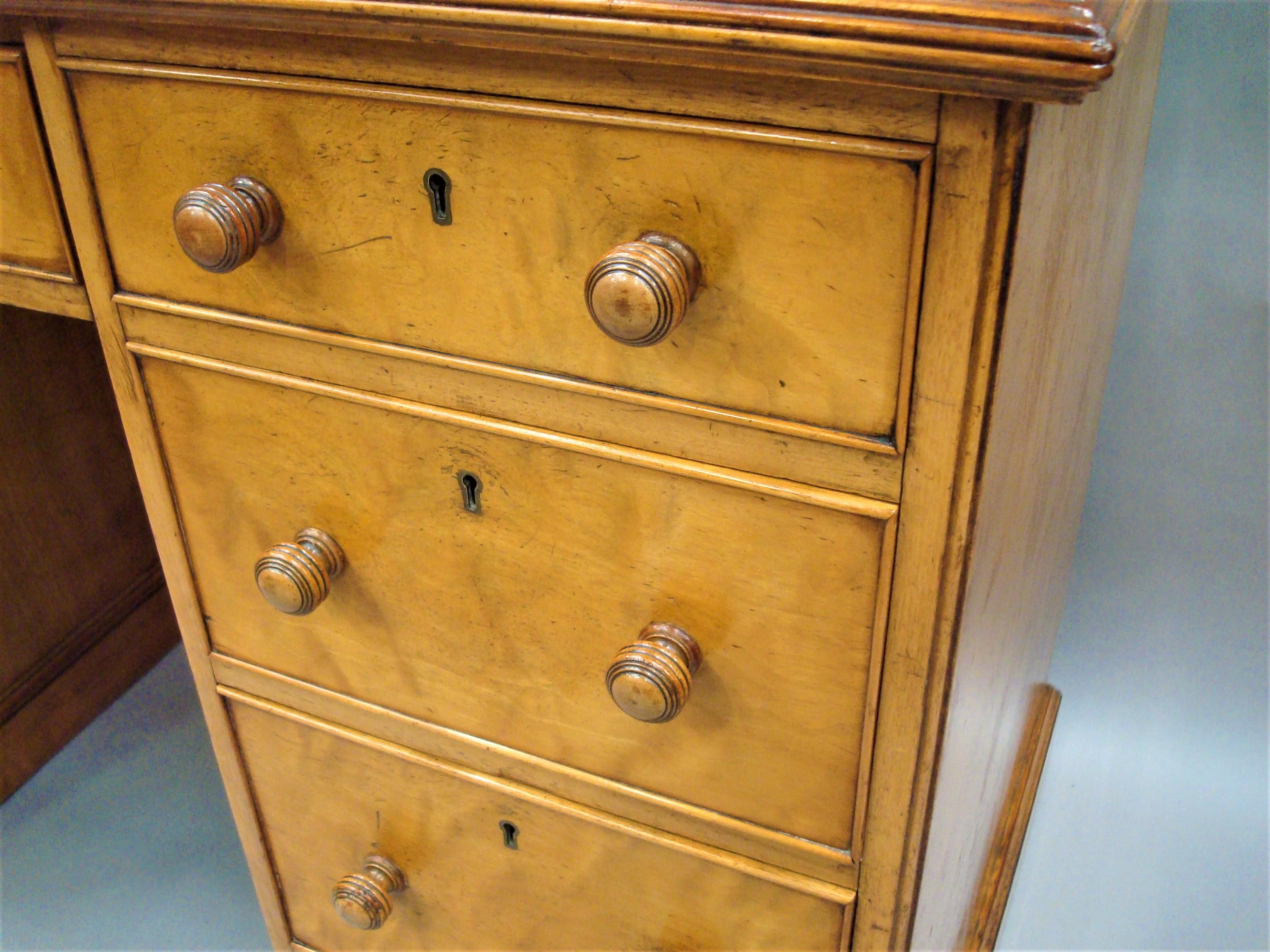 Late Regency Satin Birch Pedestal Desk 1