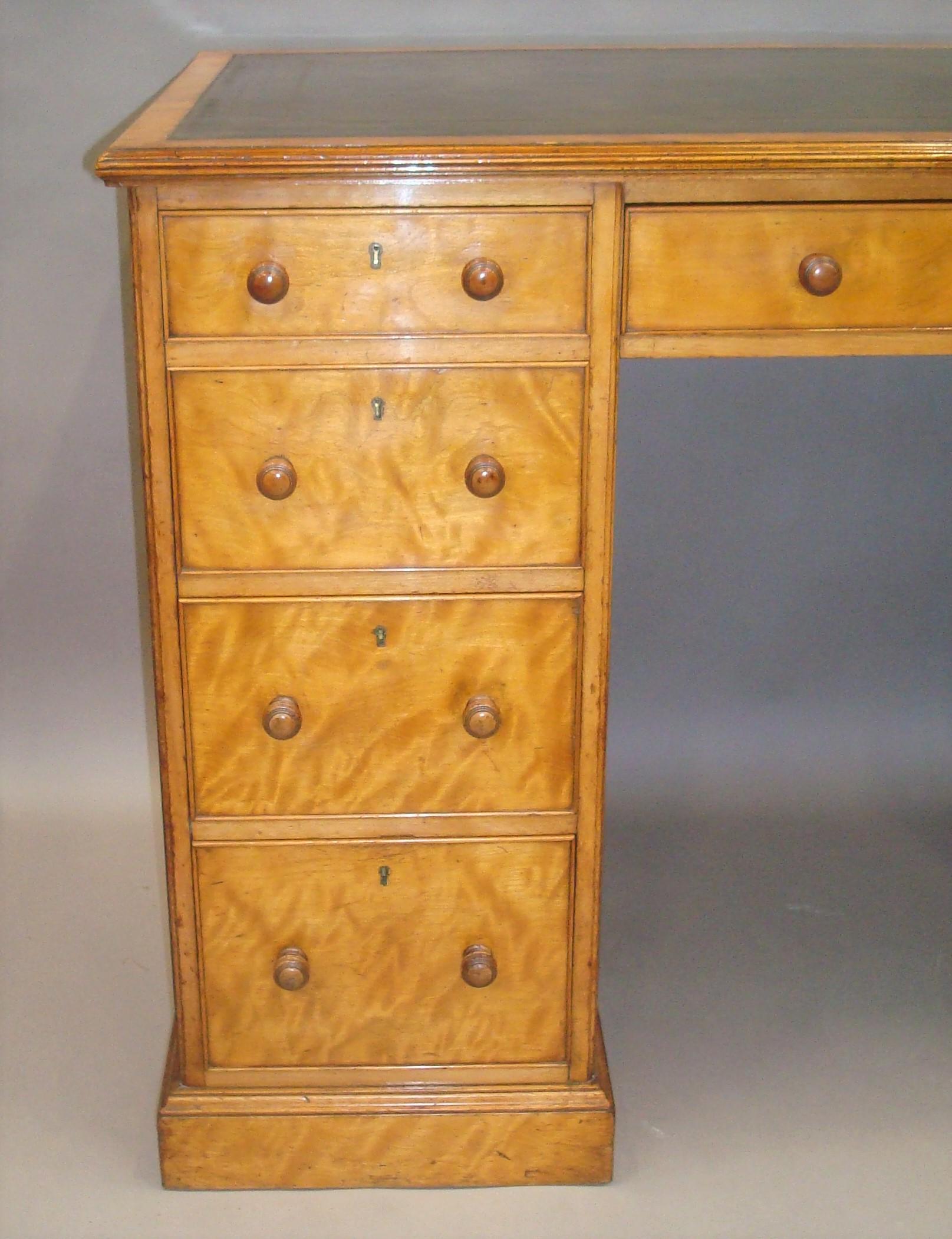 Late Regency Satin Birch Pedestal Desk 3