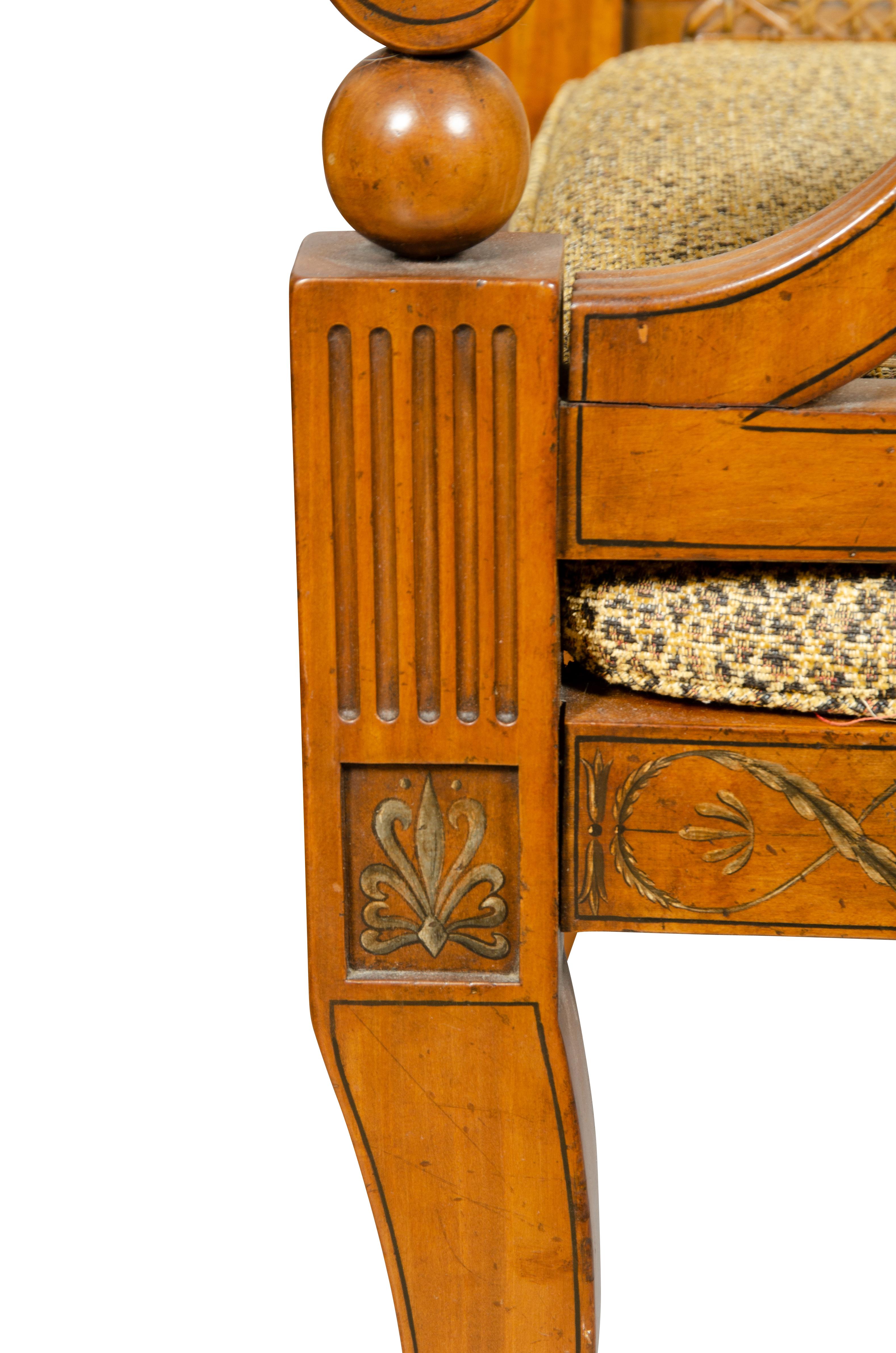 Sessel aus Seidenholz und lackiertem Lack im späten Regency-Stil im Angebot 13