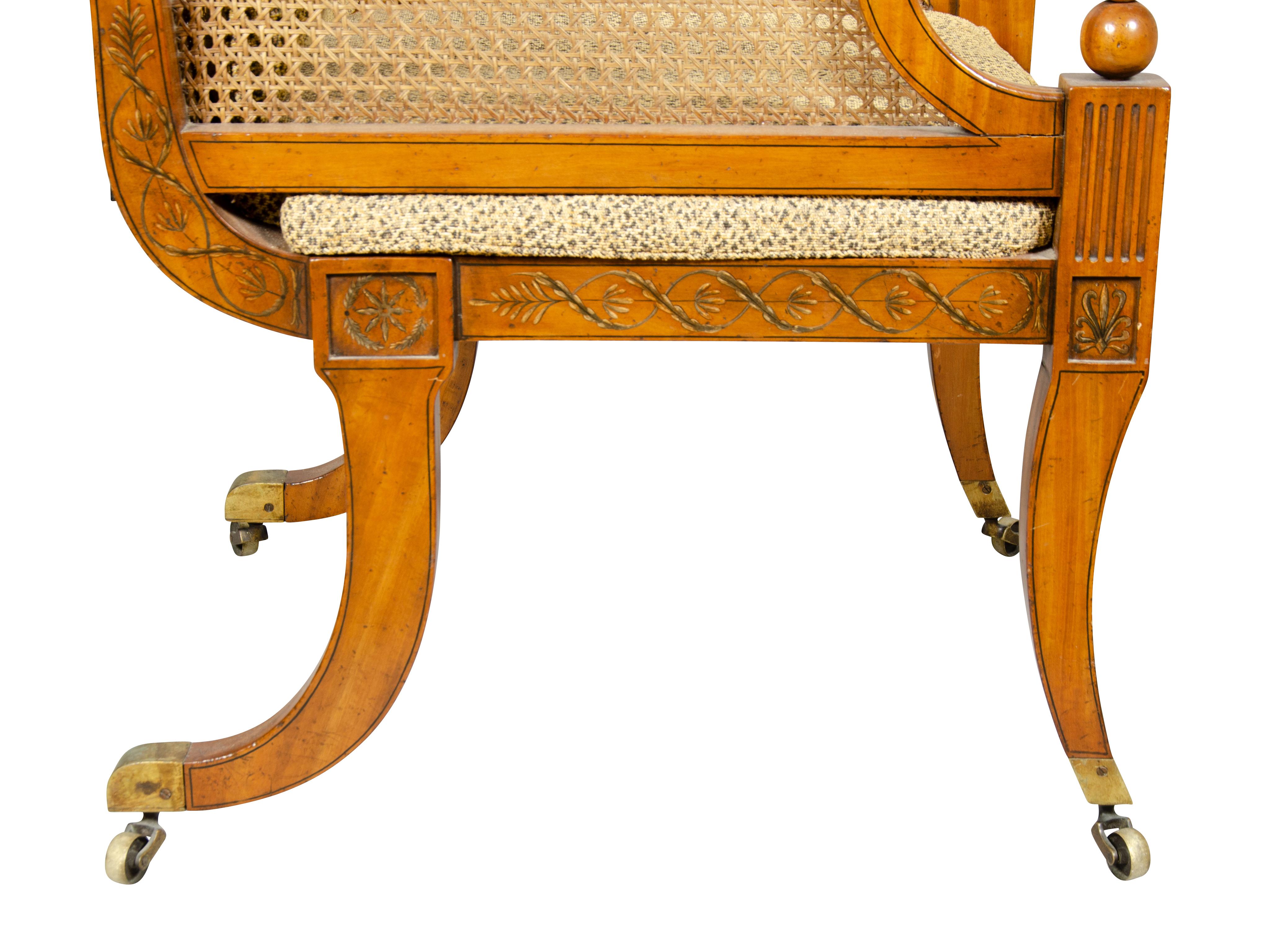 Sessel aus Seidenholz und lackiertem Lack im späten Regency-Stil im Angebot 4