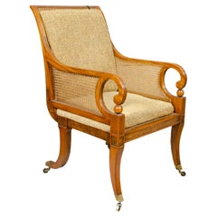 Used Late Regency Satinwood and Painted Armchair