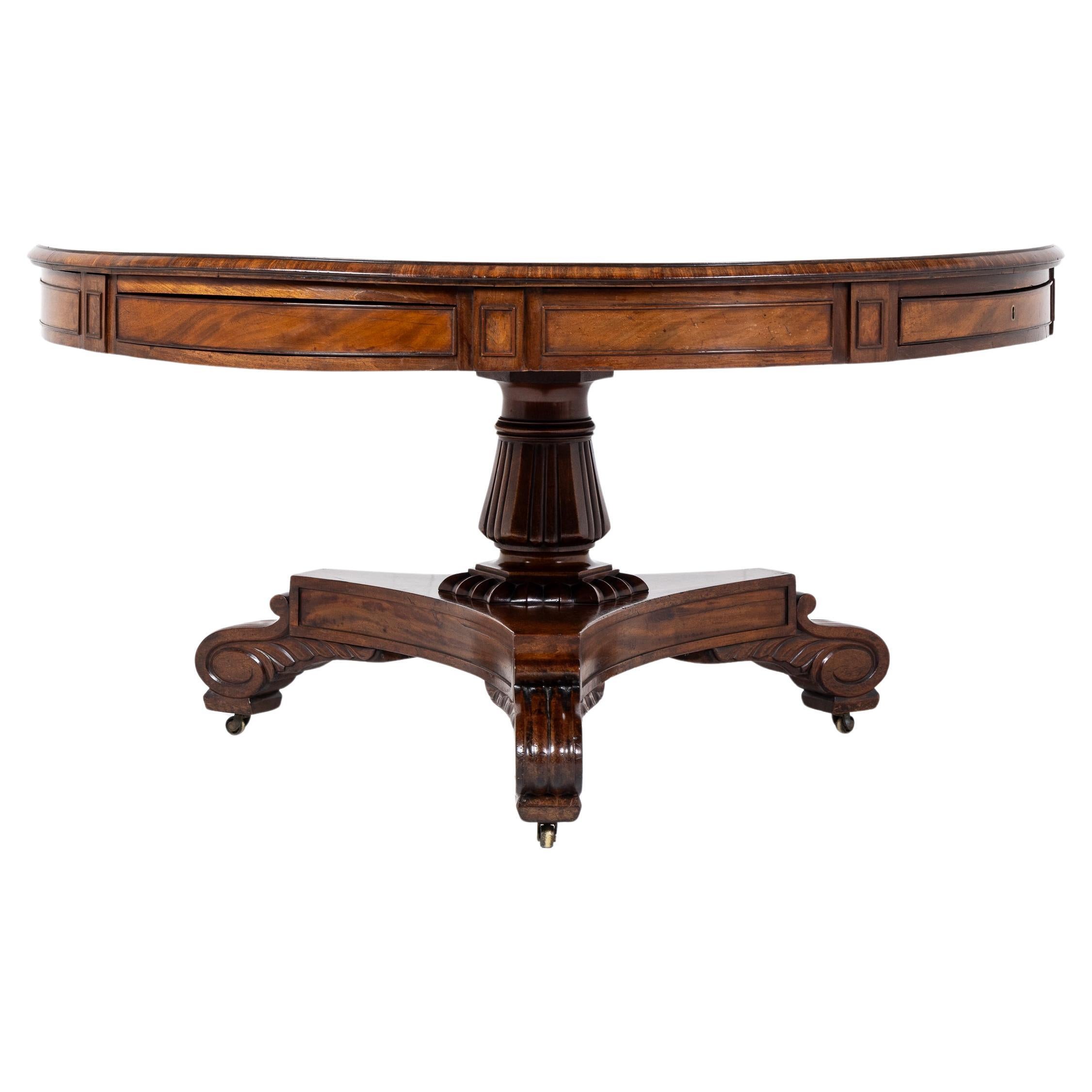 Late Regency/William IV Mahogany Drum/Centre Table For Sale