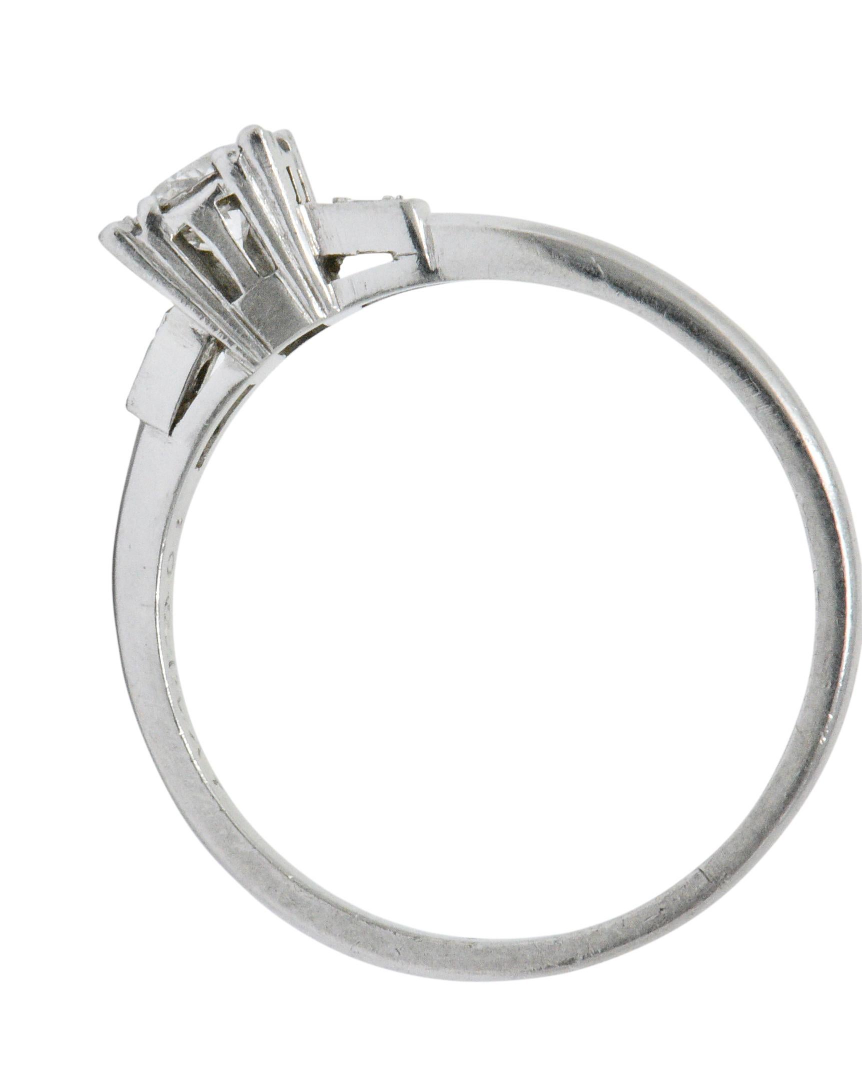 Women's or Men's 1950's Mid-Century 0.40 CTW Diamond Platinum Three Stone Engagement Ring