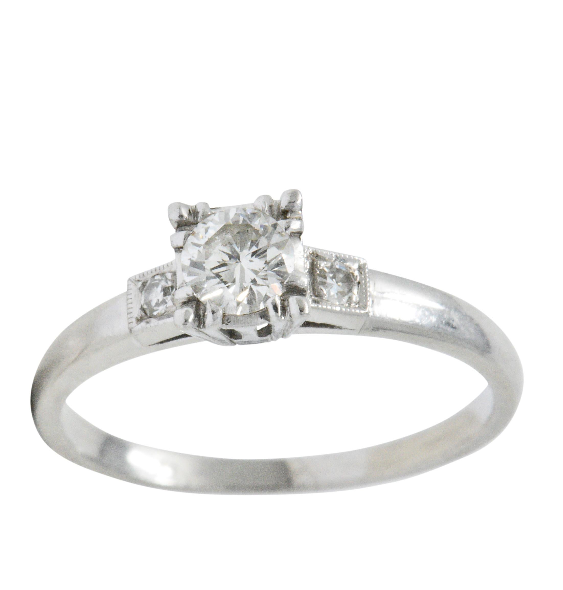 1950's Mid-Century 0.40 CTW Diamond Platinum Three Stone Engagement Ring 1
