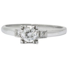 Vintage 1950's Mid-Century 0.40 CTW Diamond Platinum Three Stone Engagement Ring