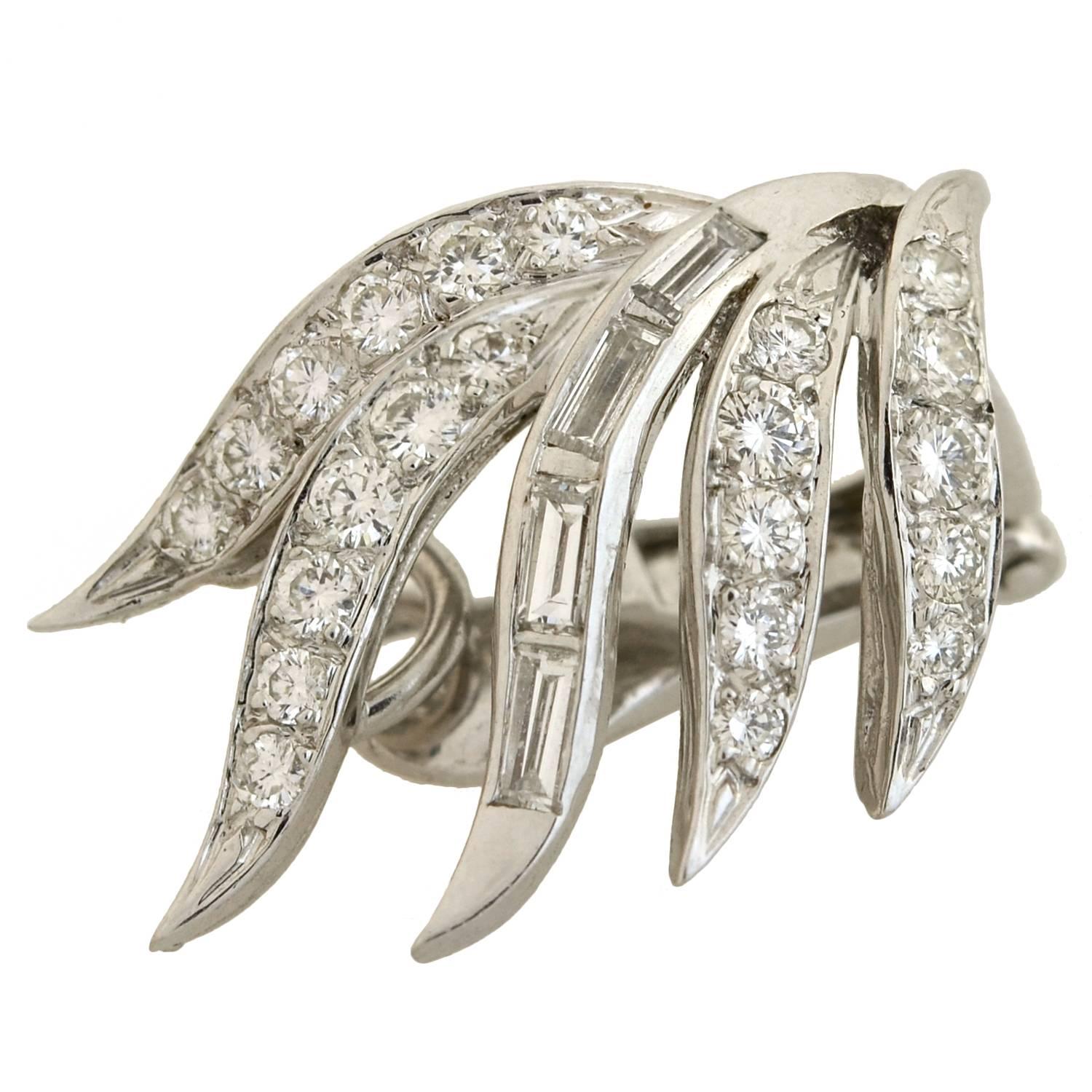 Women's or Men's Late Retro Dramatic Diamond Wing Clip-On Earrings