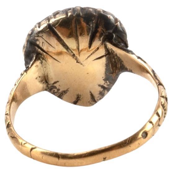 Late Rococo Rose Cut Diamond Heart Ring In Excellent Condition For Sale In Firenze, IT