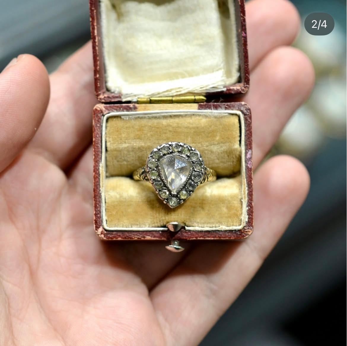 Herzring mit Diamant im Rosenschliff aus dem späten Rokoko im Angebot 2