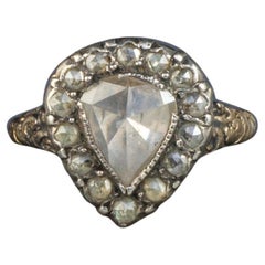 Anello cuore con diamante taglio rosa tardo rococò