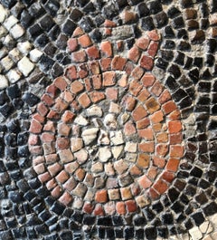 Late Roman Abstract Mosaic Fragment with Pomegranate in the Center