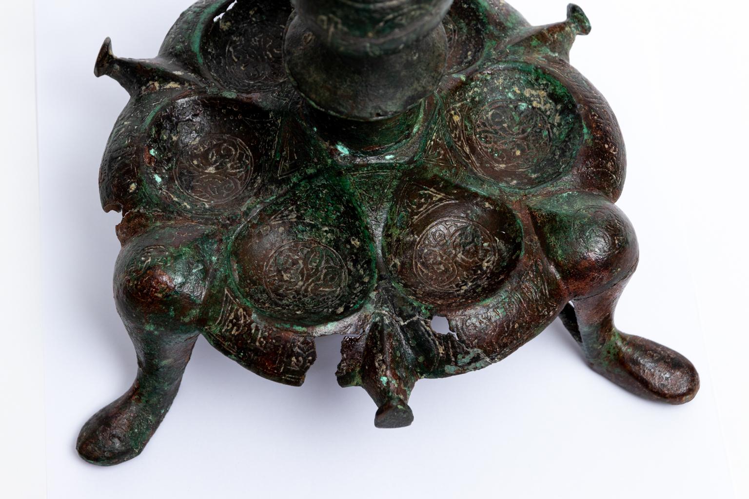 Classical Roman Late Roman Byzantine Bronze Lamp Stand For Sale