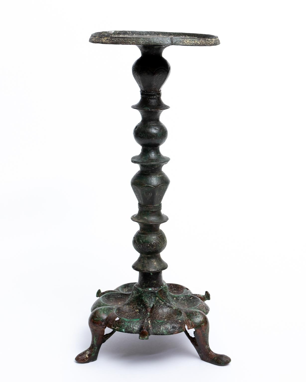 Late Roman Byzantine Bronze Lamp Stand For Sale 1