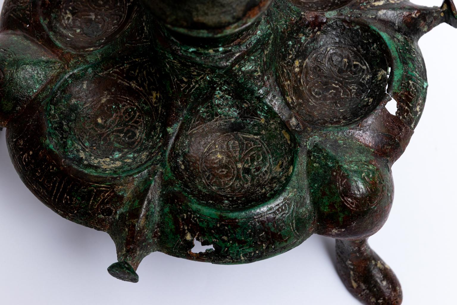 Late Roman Byzantine Bronze Lamp Stand For Sale 2