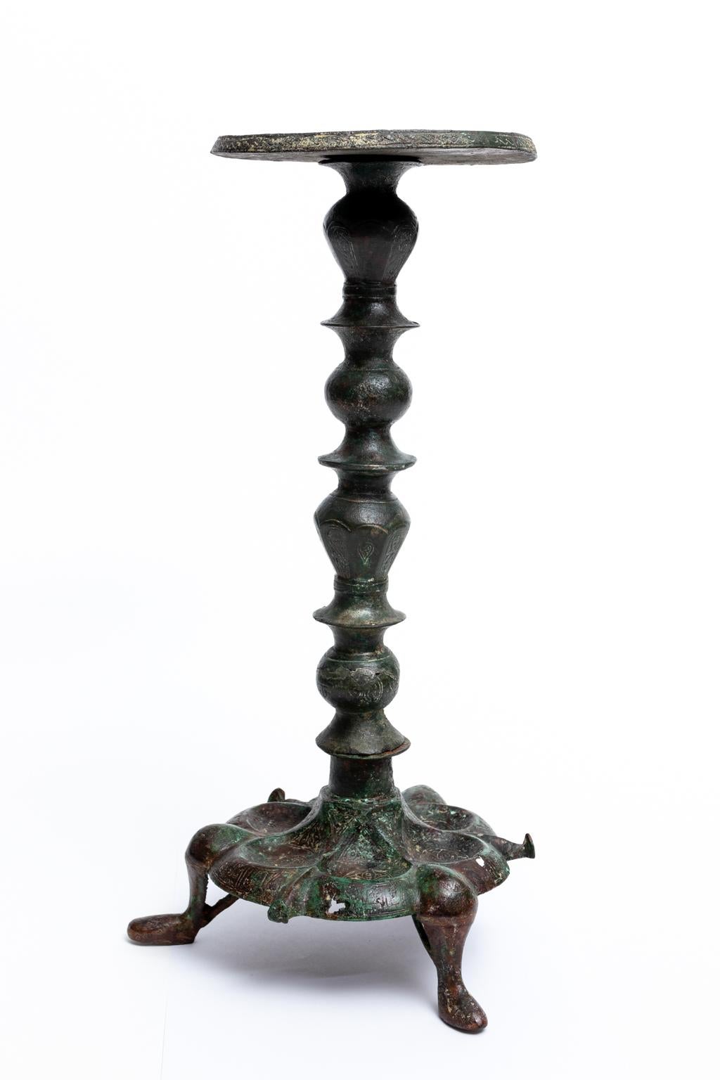 Late Roman Byzantine Bronze Lamp Stand For Sale 3