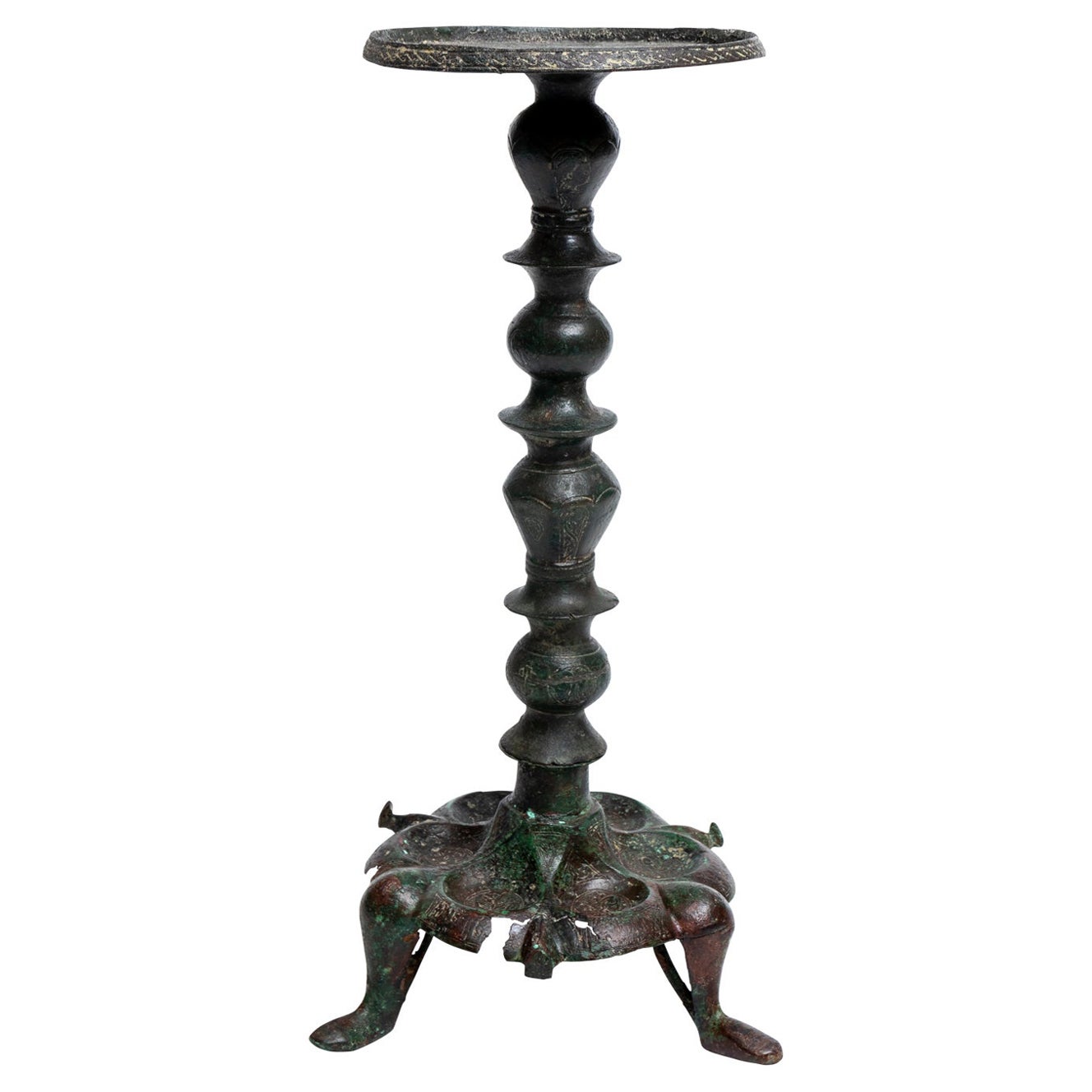 Late Roman Byzantine Bronze Lamp Stand For Sale