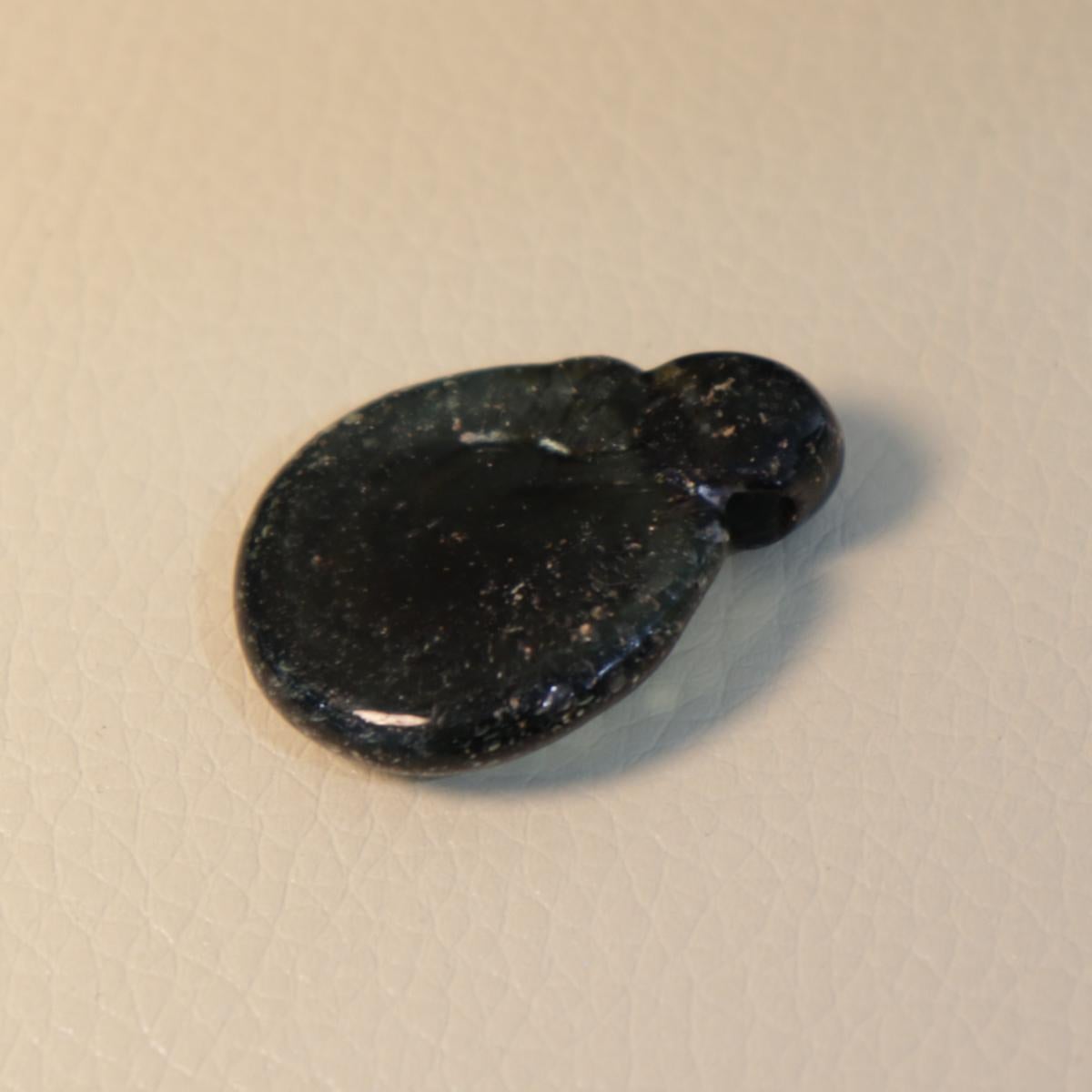 Late Roman/Byzantine Jewish Blue Glass Amulet with Menorah For Sale 1
