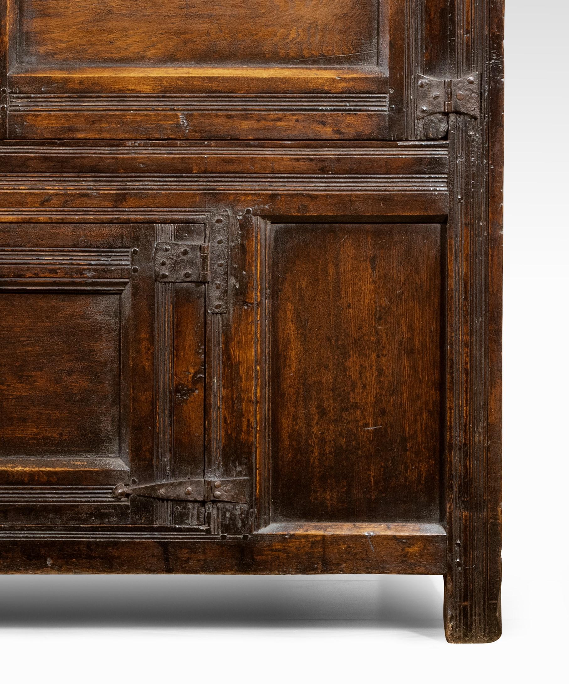 Country Late 17th Century William and Mary Westmorland Carved Oak Court Cupboard