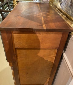 Late Sheraton Country Style Tiger Maple Three Over Four Tall Chest