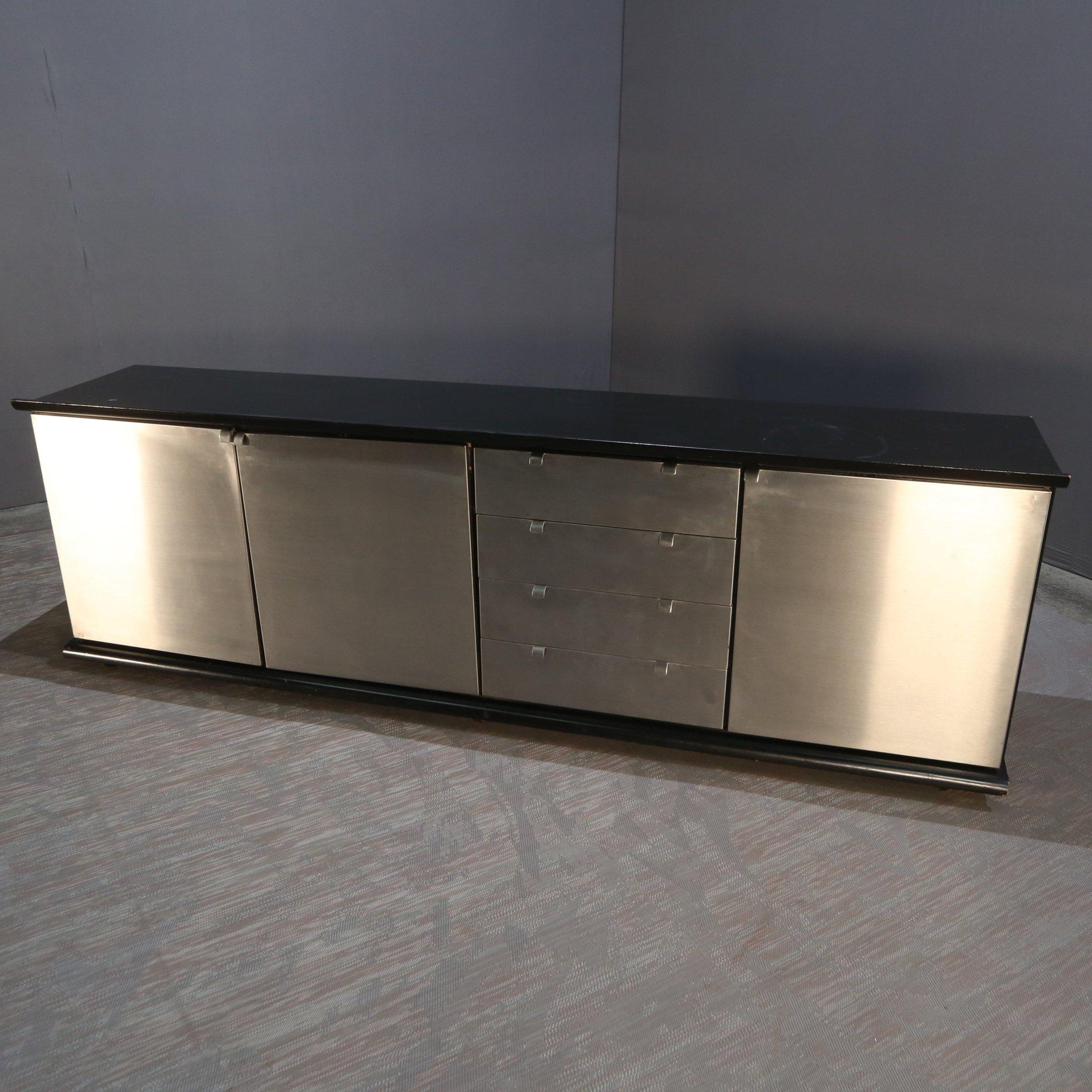Contemporary Late Sixties Black and Platinum Sideboard For Sale