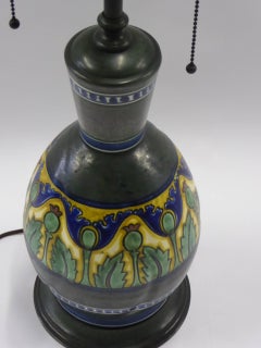 Late Teens Gouda Damascus III Pattern Art Nouveau Vase as Lamp PZH Holland