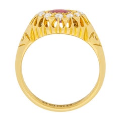 Late Victorian 0.70ct Garnet and Diamond Cluster Ring, c.1903