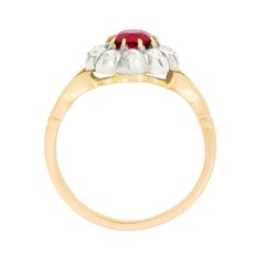 Late Victorian 0.90ct Red Spinel and Diamond Cluster Ring, c.1900s