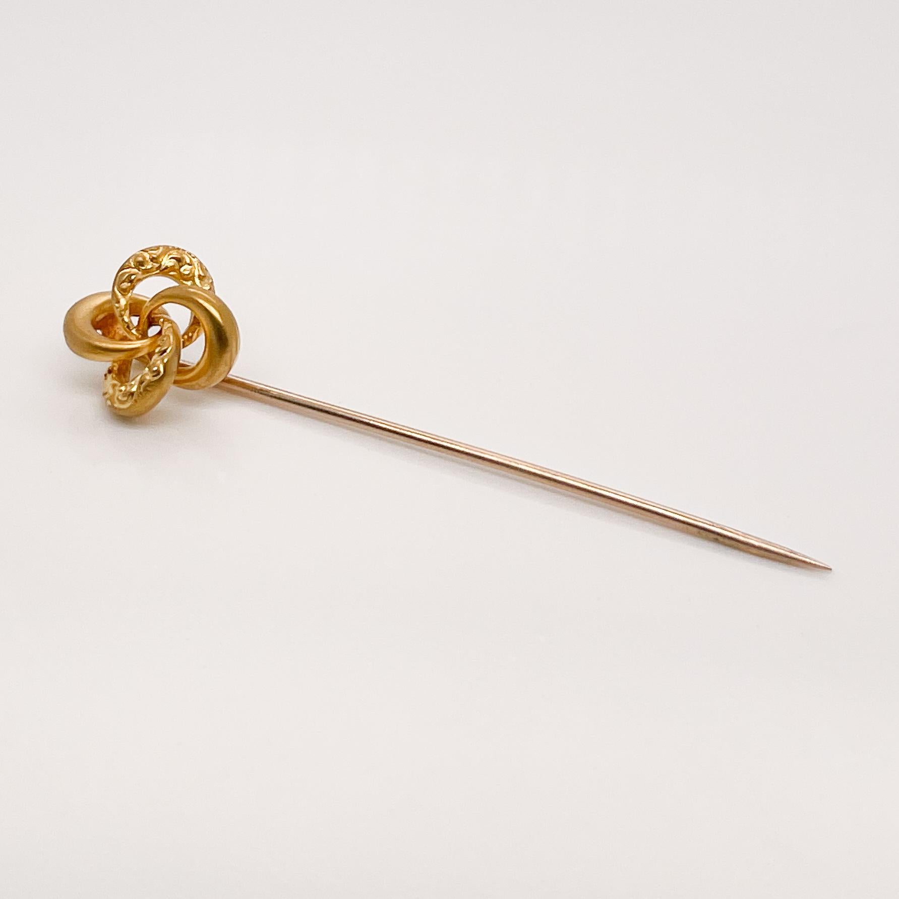 Edwardian Late Victorian 10 Karat Gold Love Knot Stick Pin