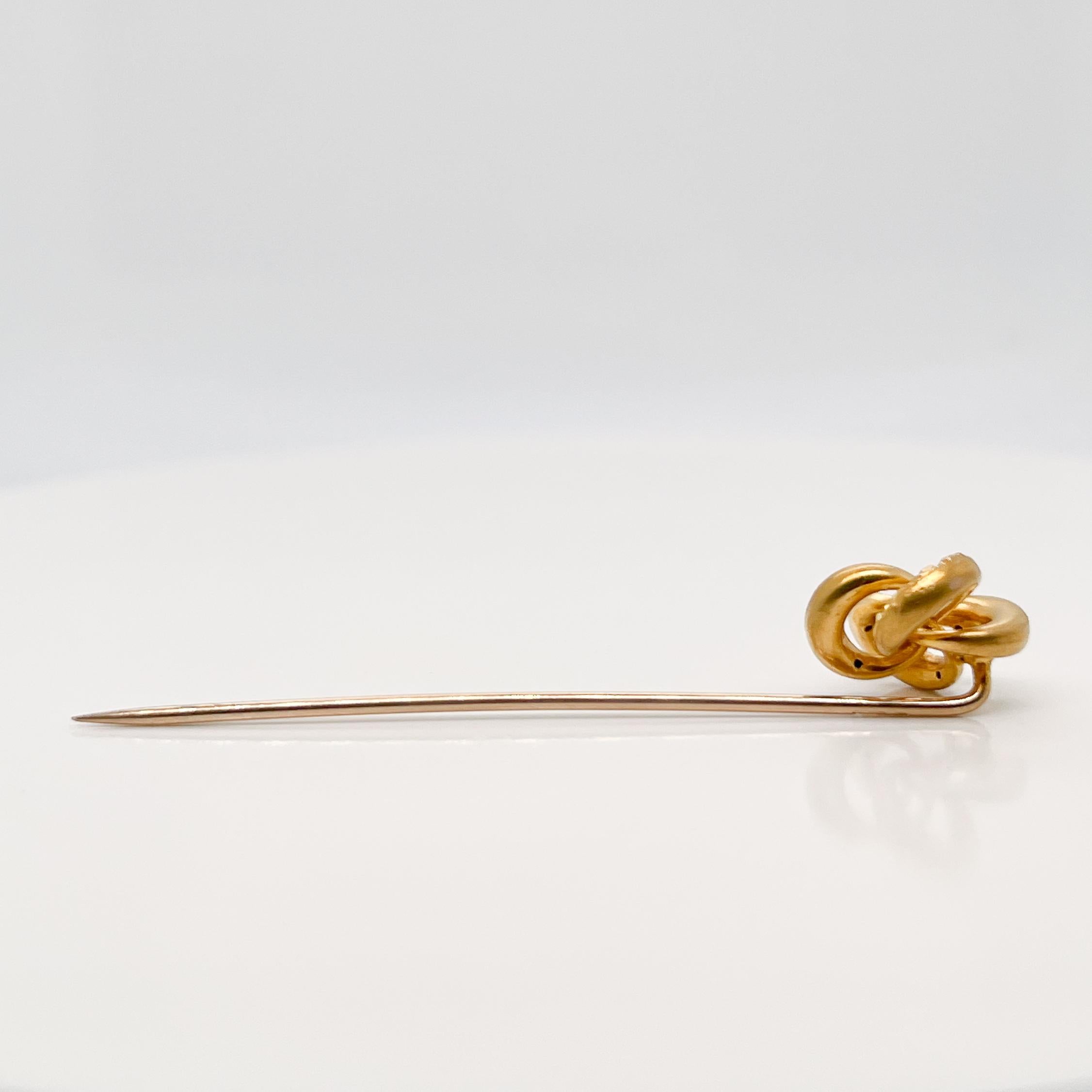 Late Victorian 10 Karat Gold Love Knot Stick Pin 2