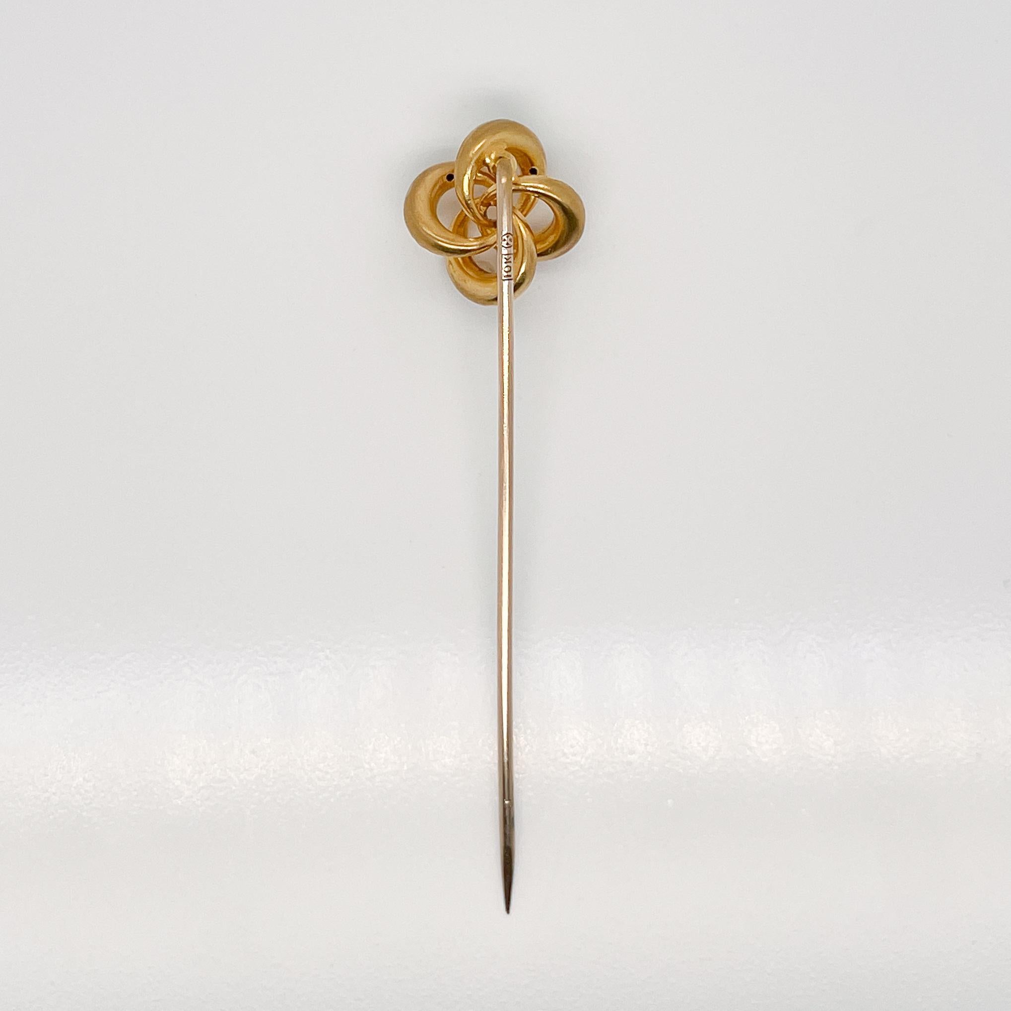 Late Victorian 10 Karat Gold Love Knot Stick Pin 3