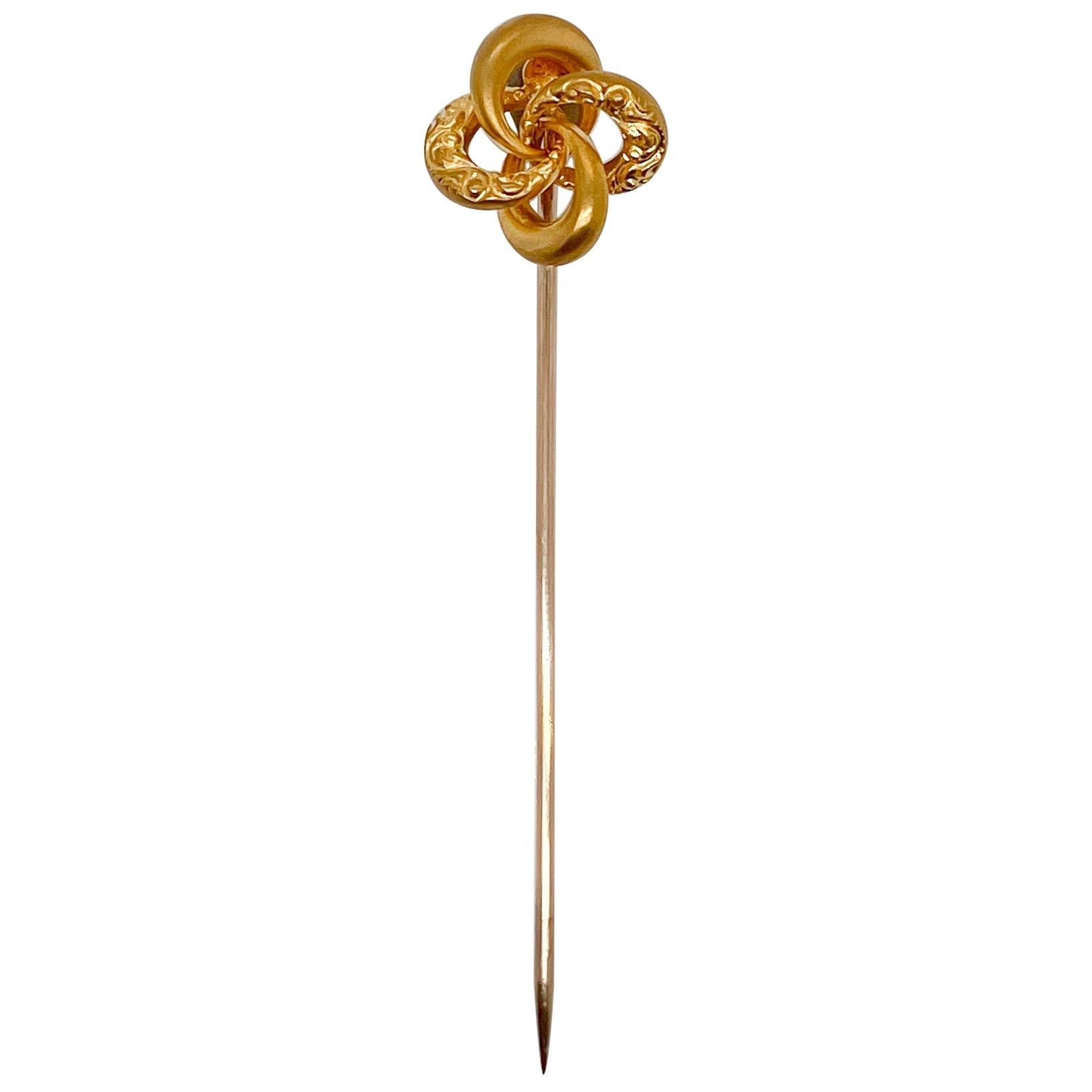 Late Victorian 10 Karat Gold Love Knot Stick Pin