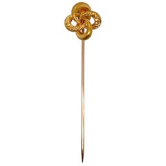 Spätviktorianische Love Knot Stick-Anstecknadel aus 10 Karat Gold