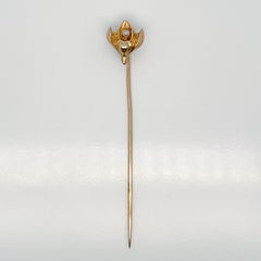 Late Victorian 10 Karat Gold & Seed Pearl Stick Pin