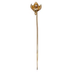 Antique Late Victorian 10 Karat Gold & Seed Pearl Stick Pin