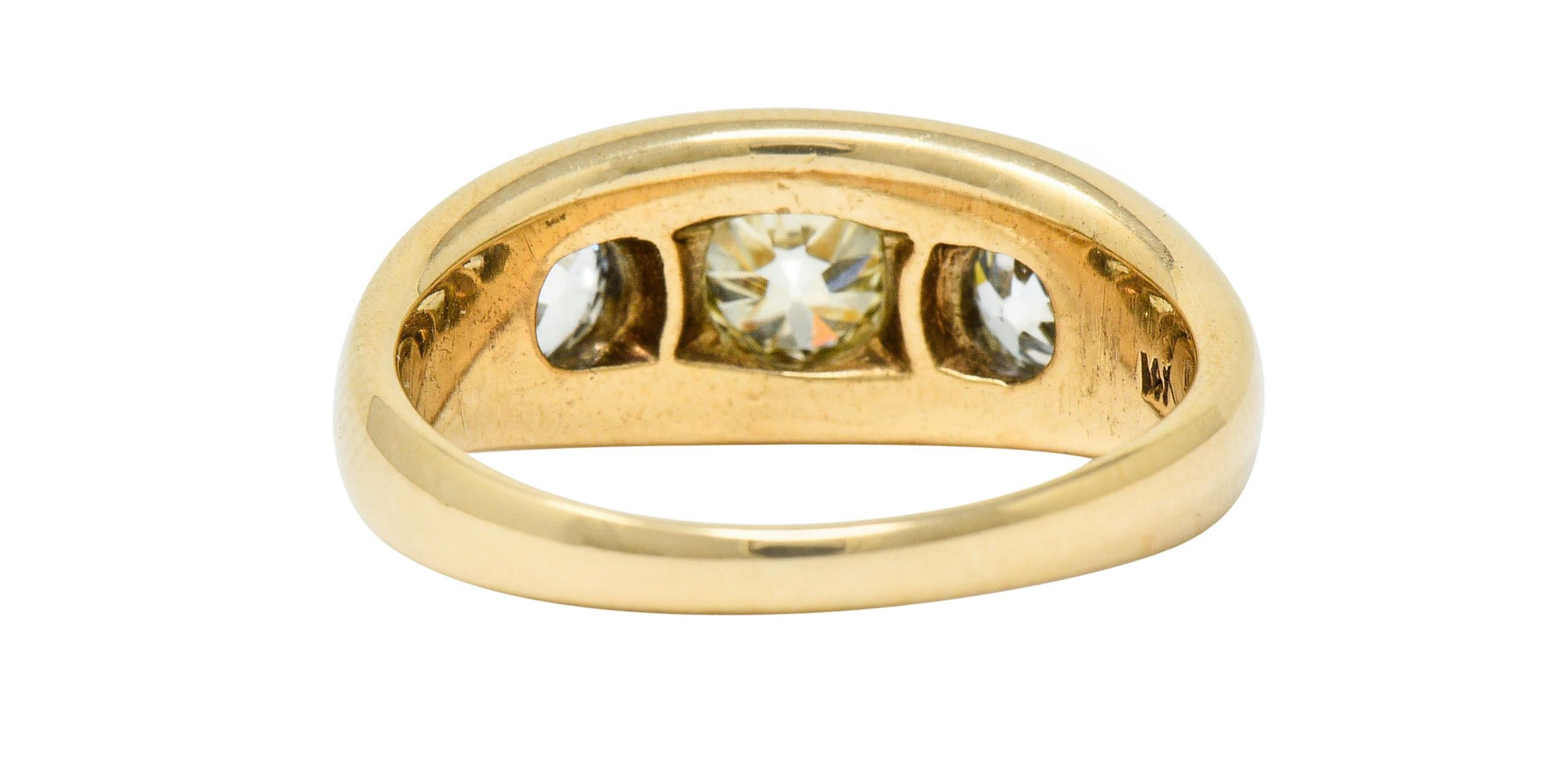 Late Victorian 1.26 Carat Diamond 14 Karat Gold Gypsy Band Ring In Excellent Condition In Philadelphia, PA