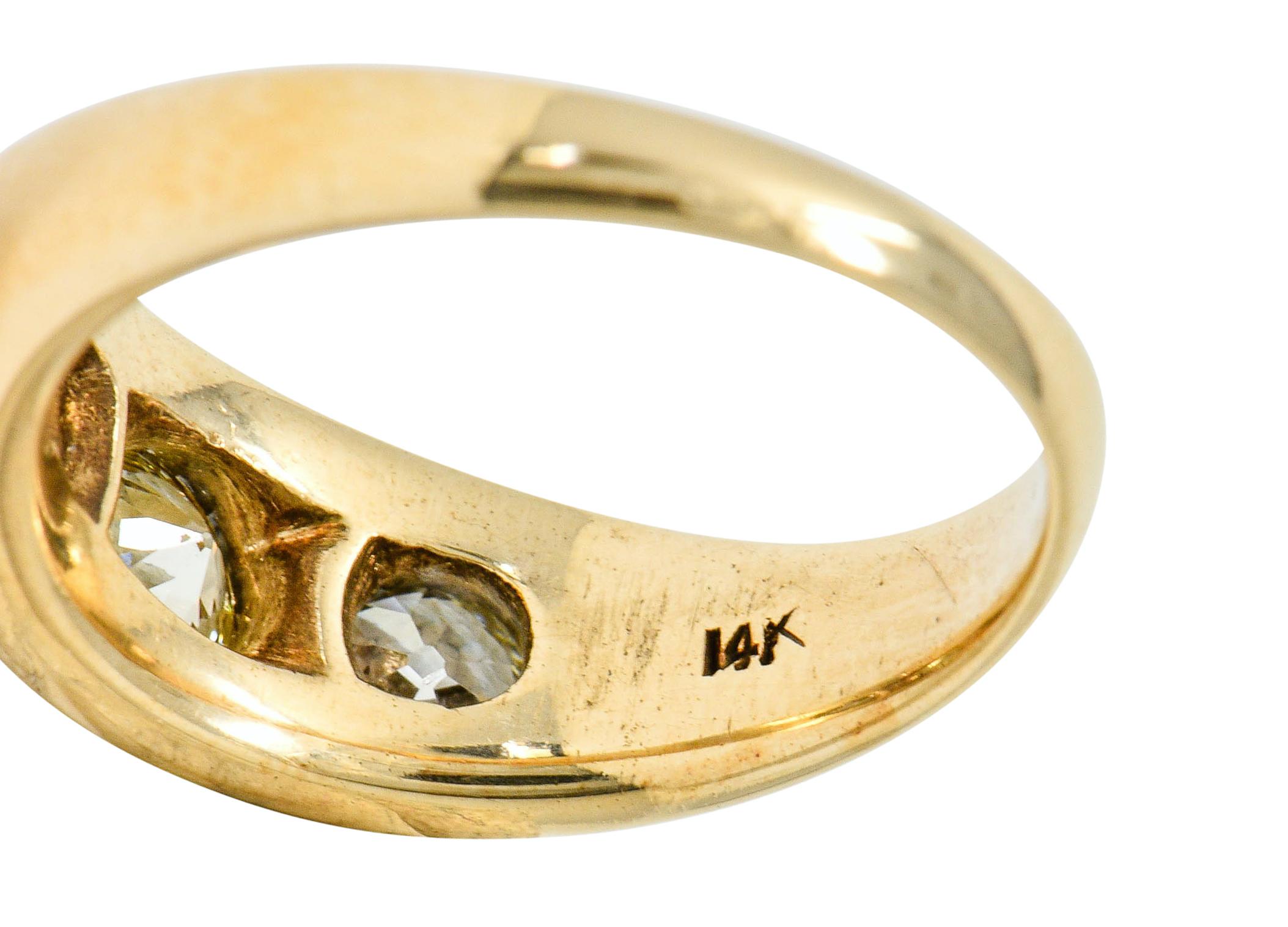 Late Victorian 1.26 Carat Diamond 14 Karat Gold Gypsy Band Ring 4