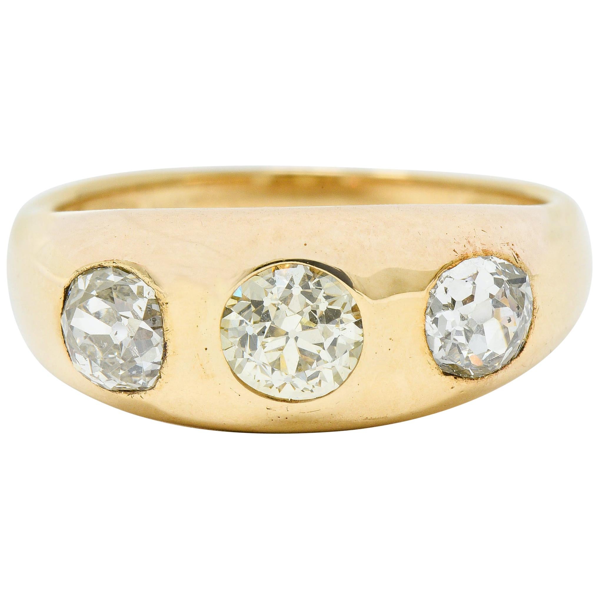 Late Victorian 1.26 Carat Diamond 14 Karat Gold Gypsy Band Ring For ...