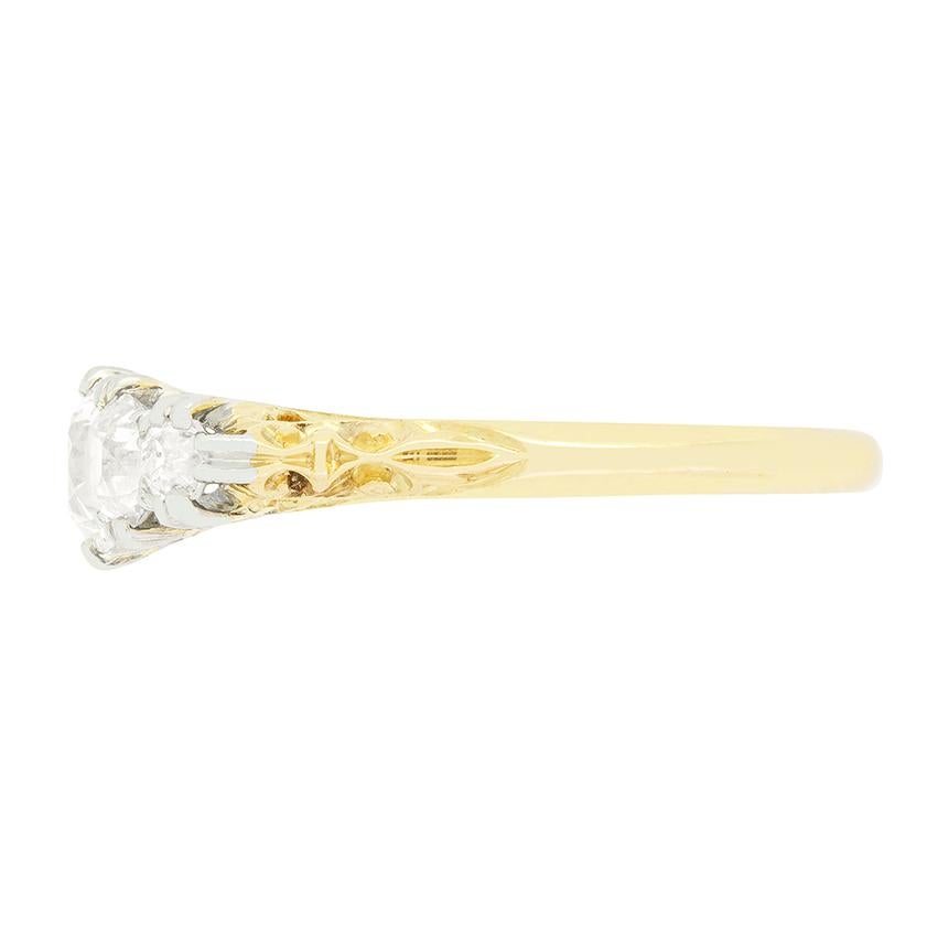 Old European Cut Late Victorian 1.30ct Diamond Five Stone Ring, c.1890s For Sale