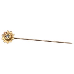 Late Victorian 14 Karat Gold & Diamond Stick Pin