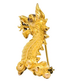 Late Victorian 14 Karat Gold Dragon Brooch, circa 1890