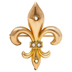 Late Victorian 14 Karat Gold Fleur-De-Lis Pendant Brooch
