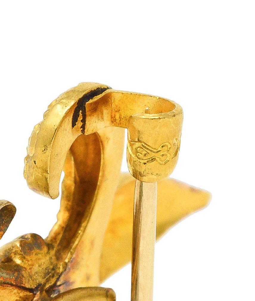 Late Victorian 14 Karat Gold Fleur-De-Lis Pendant Brooch Watch Locket Pin 2