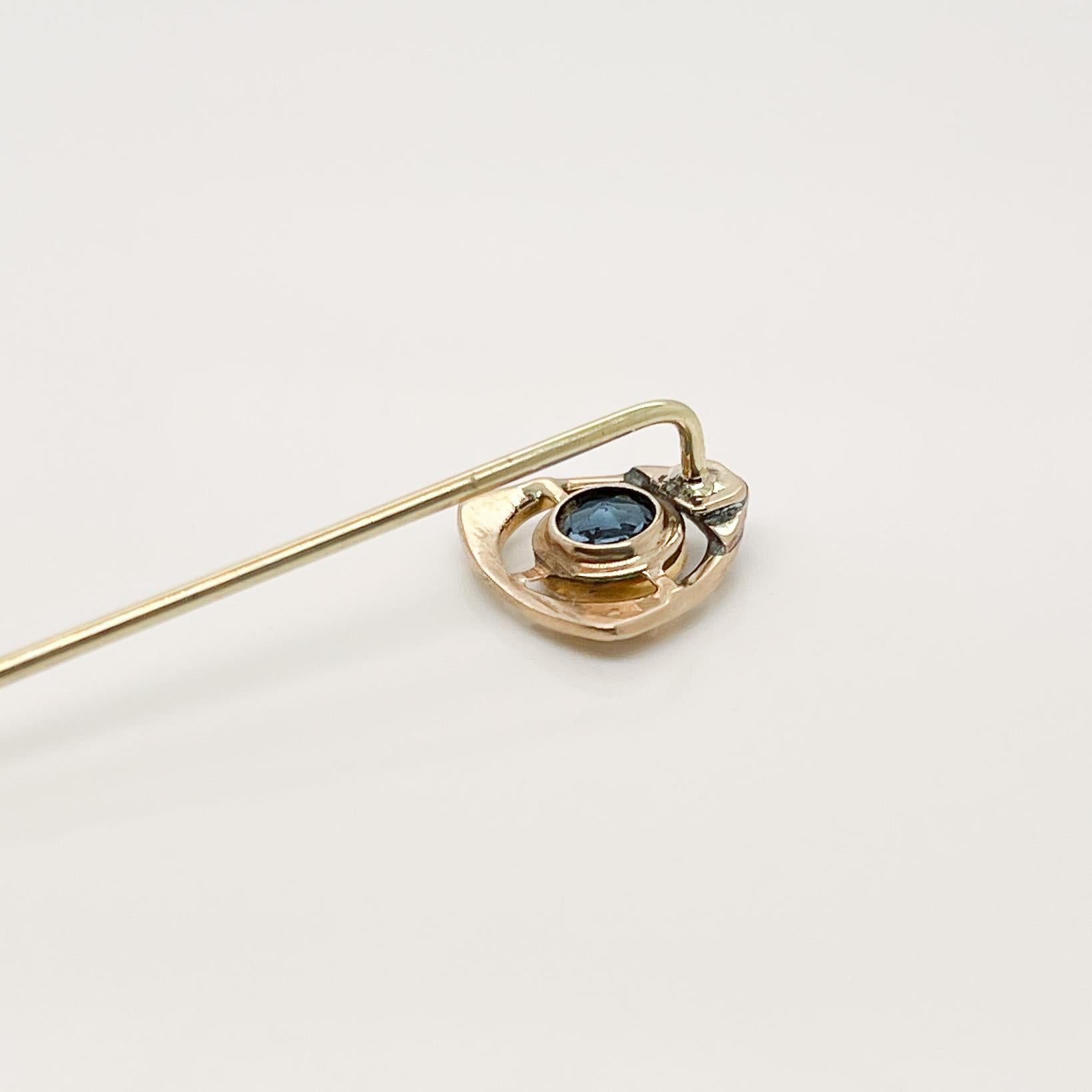 Late Victorian 14 Karat Gold, Glass & Seed Pearl Stick Pin 5